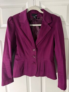 H&M Plum Peplum Tailored Blazer